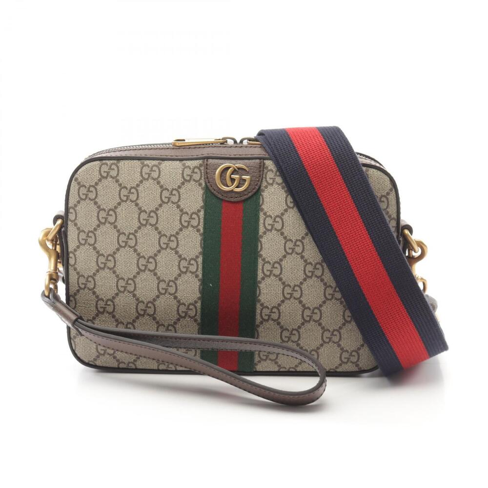 Gucci GG Supreme Sherry Shoulder Bag Canvas Leather Beige Cream Brown New